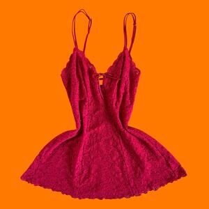00's vintage red lace lingerie romantic y2k slip dress MEDIUM delicates